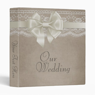 Rustic Vintage Burlap & Lace Wedding Photo Album Binder