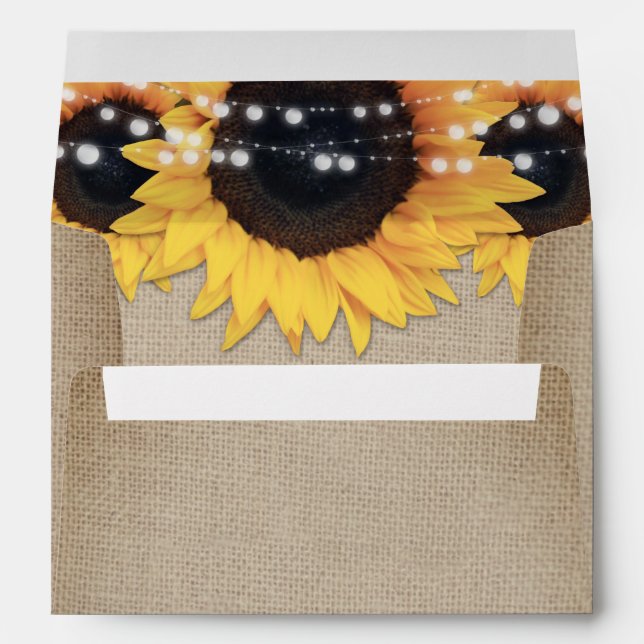 Rustic Vintage Burlap String Lights Sunflowers Envelope (Back (Bottom))