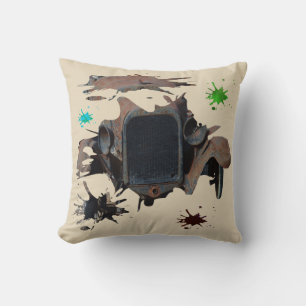 Rustic Vintage Car Grunge Art. Throw Pillow