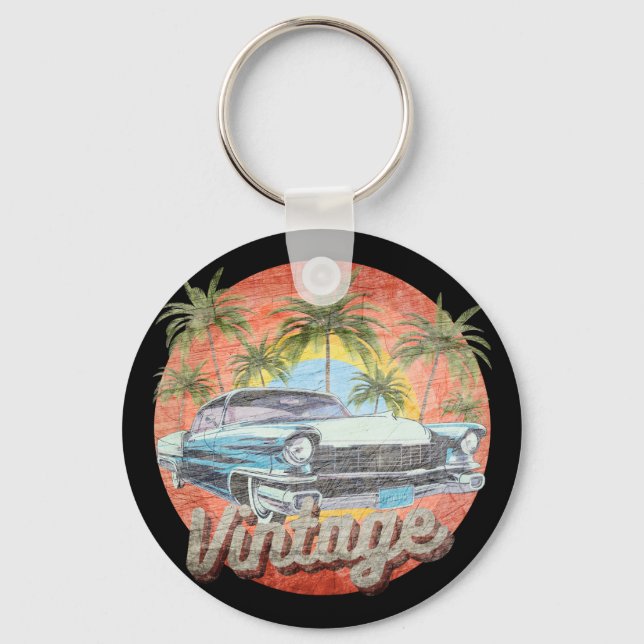 Rustic Vintage Car Summer Vacation Keychain (Front)