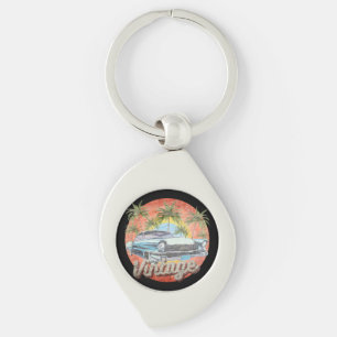 Rustic Vintage Car Summer Vacation Keychain