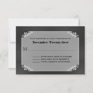 Rustic Vintage Chalk Board Wedding RSVP Card