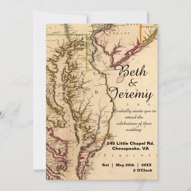 Rustic Vintage Chesapeake Bay Wedding Invitation (Back)