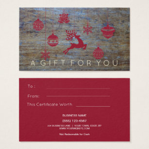 Rustic Vintage Christmas Gift Card Certificate