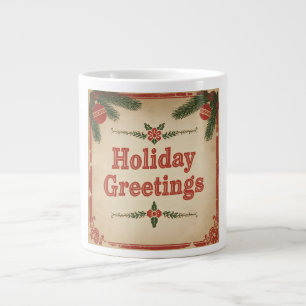 Rustic Vintage Christmas Large Coffee Mug