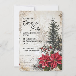 Rustic Vintage Christmas Party Scrapbook Page Invitation
