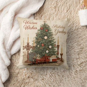 Rustic Vintage Christmas Throw Pillow