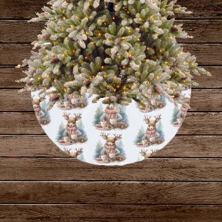 Rustic vintage Christmas tree skirt watercolor 