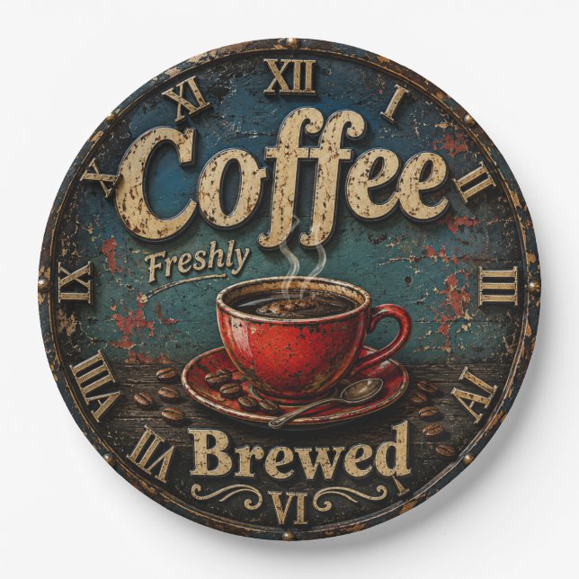 Rustic Vintage Coffee  Paper Plate (Front)