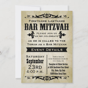 Rustic Vintage Country Bar Mitzvah Invitation