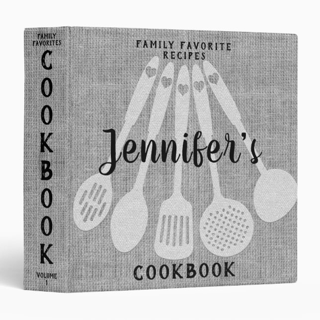 Rustic Vintage Country Black and White Recipe Binder (Front/Spine)