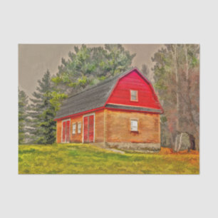 Rustic Vintage Country Painted Art Red Barn Tissue Paper