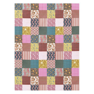 Rustic Vintage Country Patchwork Quilt Pattern Tablecloth