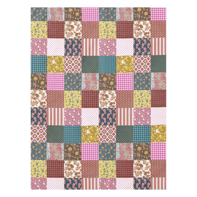 Rustic Vintage Country Patchwork Quilt Pattern   Tablecloth (Front)