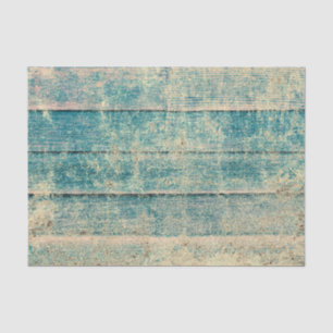 Rustic Vintage Country Teal Sepia Wood Texture Tissue Paper