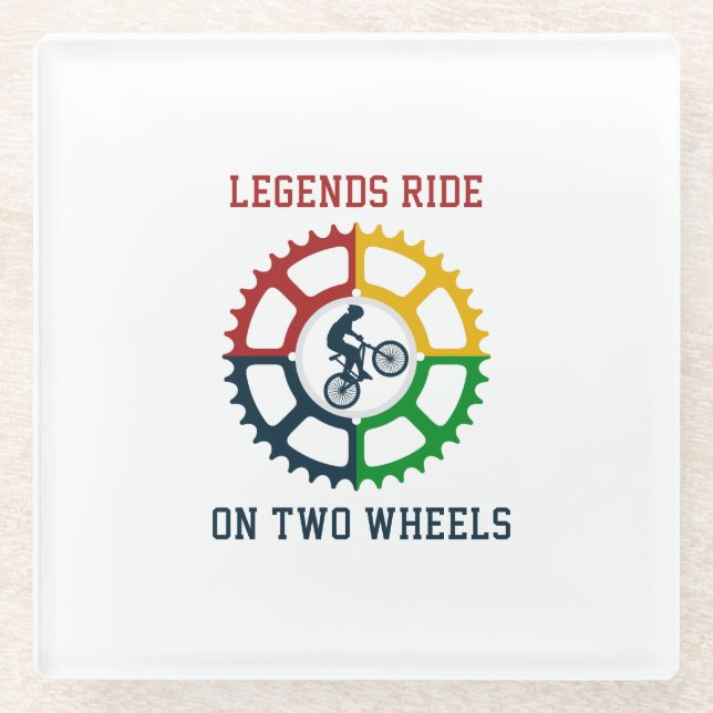 Rustic Vintage Cycling Spiral  Glass Coaster (Front)