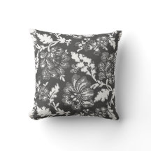 Rustic Vintage Dark Grey Floral Print