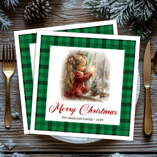 Rustic Vintage Dinner Setting Holiday Scene Napkin