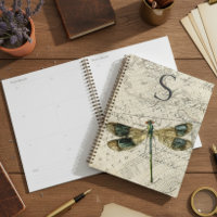 Rustic Vintage Dragonfly Monogram