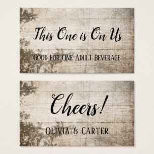 Rustic Vintage Drink Tickets w/ Wood & Leaves
