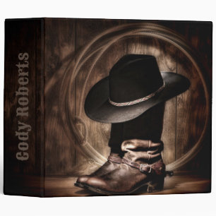 rustic vintage farm cowboy boots western country binder