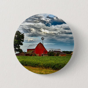 Rustic Vintage Farm Growing Soybeans 2 Inch Round Button