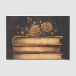Rustic Vintage Floral Book Decoupage Print Tissue Paper