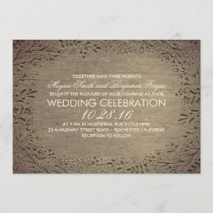 rustic vintage floral botanical wedding invitation