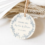 Rustic Vintage Floral Frame Wedding Favour Tags<br><div class="desc">Elegant rustic floral line art wedding favour tags with a dusty blue coloured vintage botanical wreath design.</div>