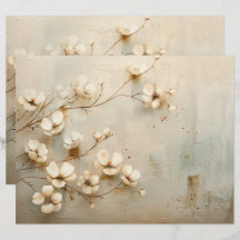 Rustic Vintage Floral Junk Journal Paper Sheet