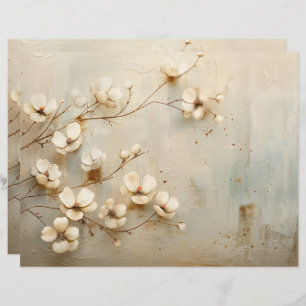 Rustic Vintage Floral Junk Journal Paper Sheet