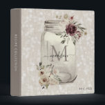 Rustic Vintage Floral Mason Jar Monogram Kitchen Binder<br><div class="desc">Elegant Modern Rustic Vintage Mason Jar Floral Watercolor Kitchen Monogram Grey White Black Script Name Kitchen Recipe 3 ring binder</div>