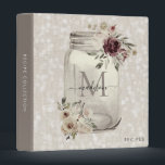 Rustic Vintage Floral Mason Jar Monogram Kitchen Binder<br><div class="desc">Elegant Modern Rustic Vintage Mason Jar Floral Watercolor Kitchen Monogram Grey White Black Script Name Kitchen Recipe 3 ring binder</div>