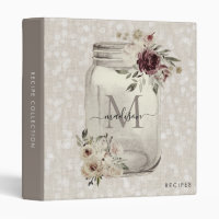 Rustic Vintage Floral Mason Jar Monogram Kitchen