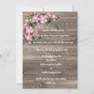 Rustic vintage floral pink wedding invitation