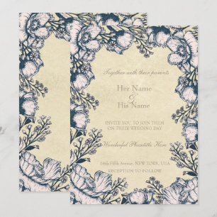 Rustic Vintage Flower Floral Wedding Invitation