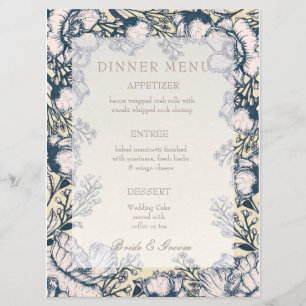 Rustic Vintage Flower Floral Wedding Menu