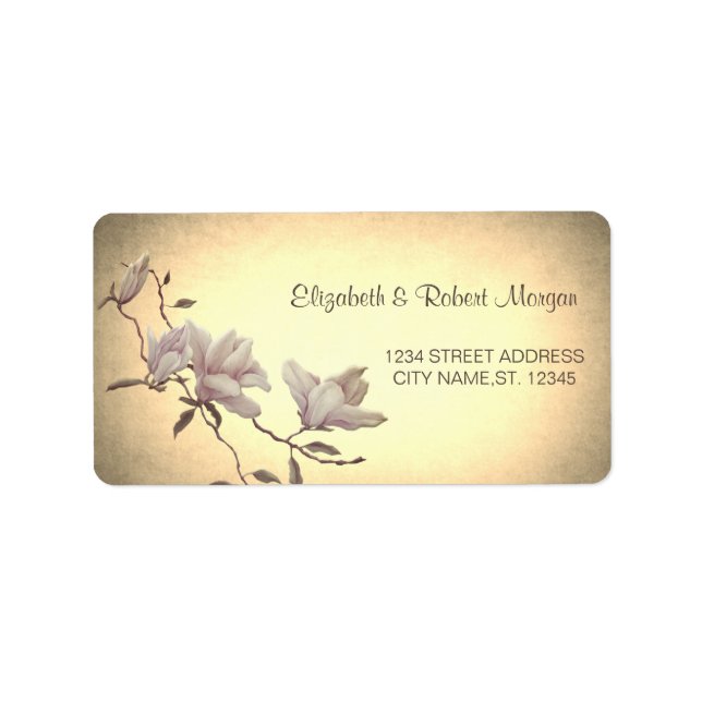 Rustic Vintage Flower,Magnolia  Wedding Label (Front)