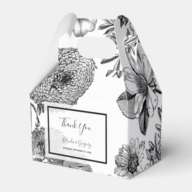 Rustic Vintage Flowers Wedding Favor Box (Front Side)