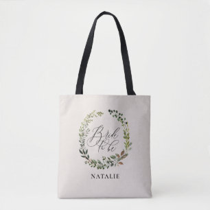 Rustic vintage foliage wreath bride to be tote bag