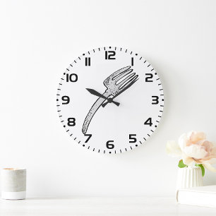 Rustic Vintage Fork Retro Cutlery Large Clock