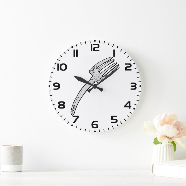 Rustic Vintage Fork Retro Cutlery Large Clock (Creator Uploaded)