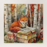 Rustic Vintage Fox Books Woodland Fall Autumn Jigsaw Puzzle<br><div class="desc">Challenge yourself with this enchanting 20"x20" puzzle featuring 676 pieces. The artwork depicts a wise red fox resting on a stack of books in a birch forest, surrounded by autumn leaves and warm woodland colours. Perfect for puzzle enthusiasts, nature lovers, or anyone who enjoys cozy fall evenings, this puzzle offers...</div>