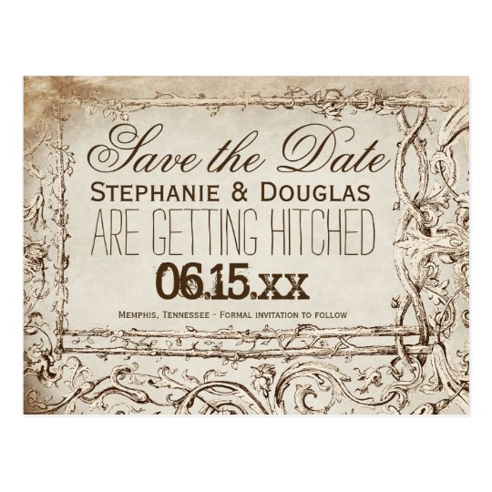 Rustic Vintage Frame Save the Date Postcards