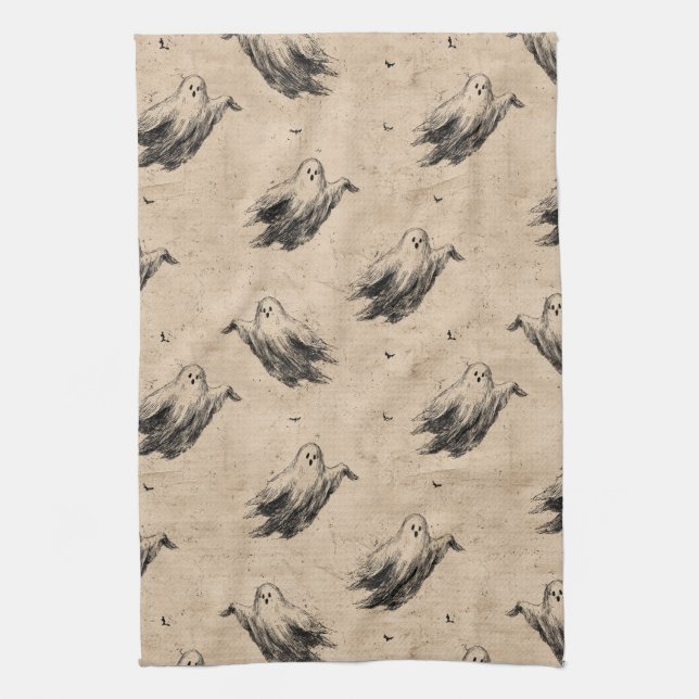 Rustic Vintage Ghost Pattern (2) Kitchen Towel (Vertical)