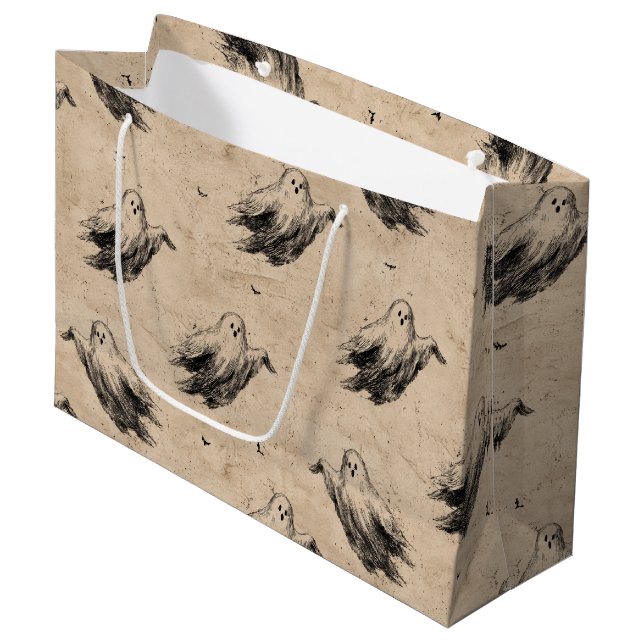 Rustic Vintage Ghost Pattern (2) Large Gift Bag (Front Angled)