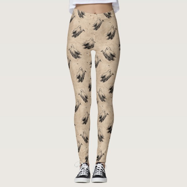 Rustic Vintage Ghost Pattern (2) Leggings (Front)