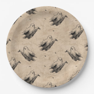 Rustic Vintage Ghost Pattern (2) Paper Plate