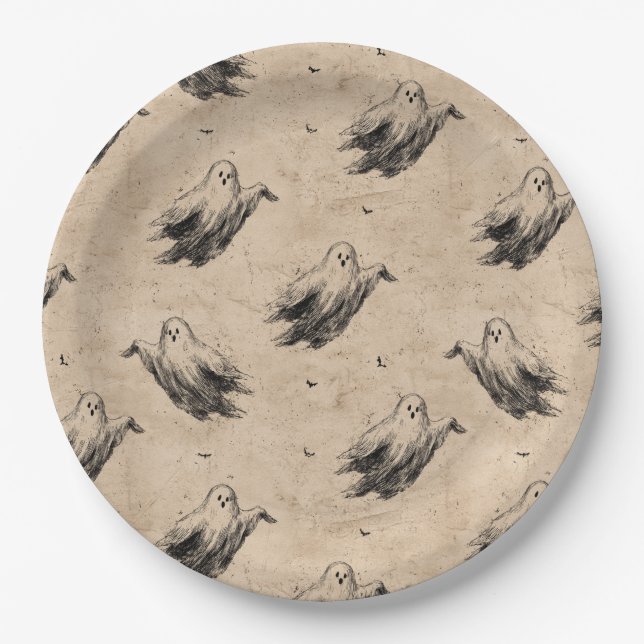 Rustic Vintage Ghost Pattern (2) Paper Plate (Front)