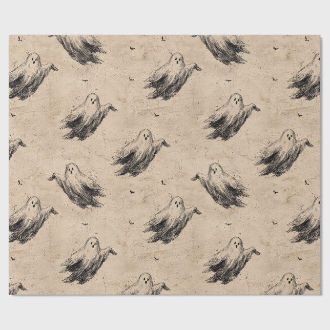 Rustic Vintage Ghost Pattern (2) Wrapping Paper (Flat)